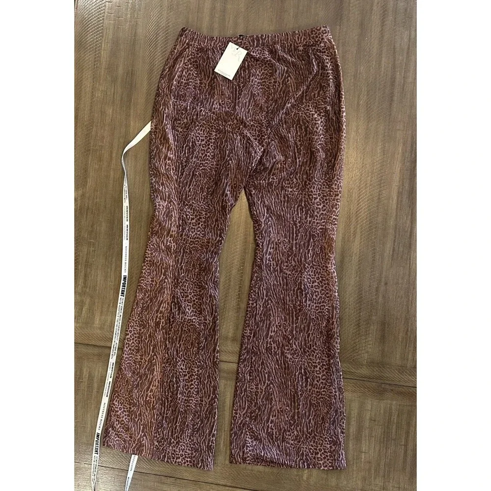 NWT Mistress Rocks Los Angeles Size Large Say When Animal Print Flare Mesh Pants - Picture 13 of 14